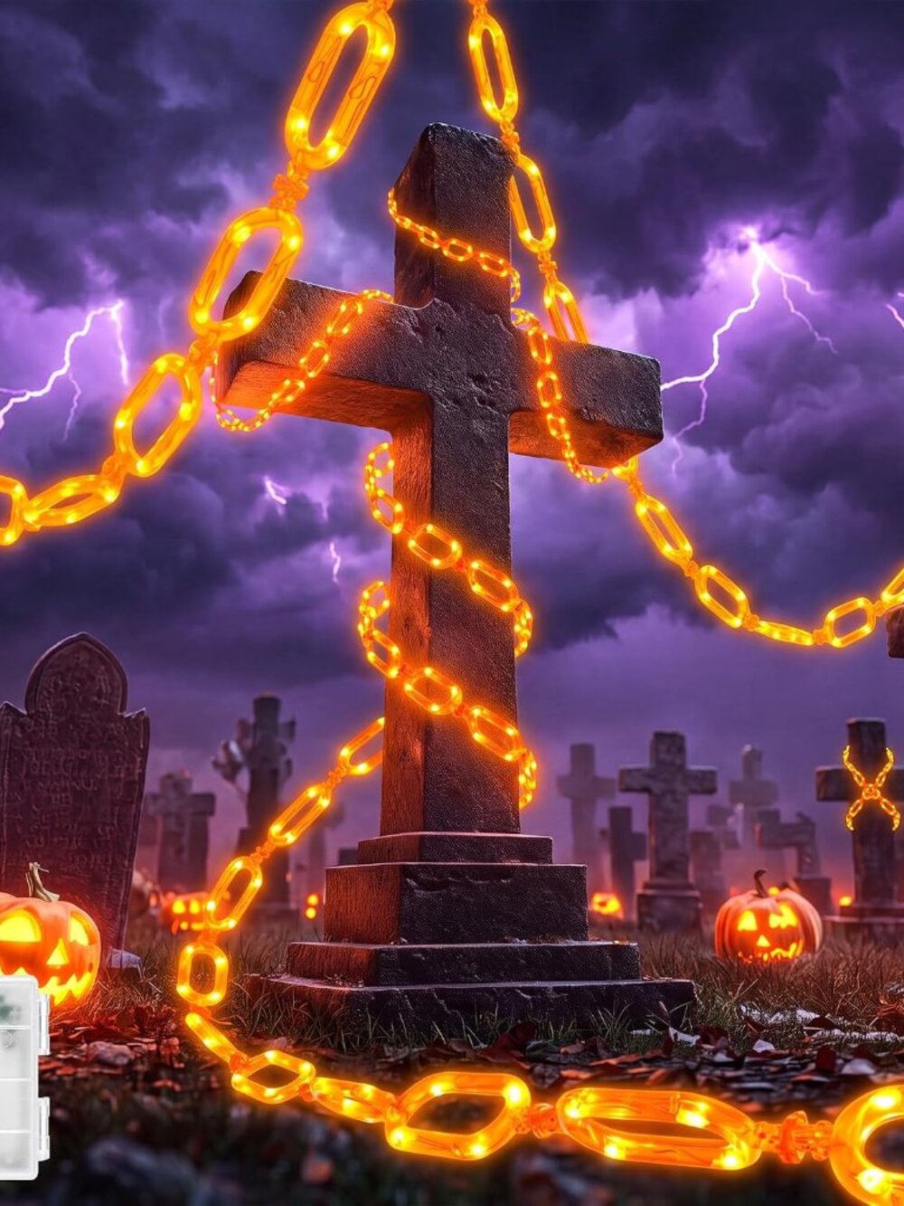 Halloween String Lights Battery Operated, 10Ft Orange Lights